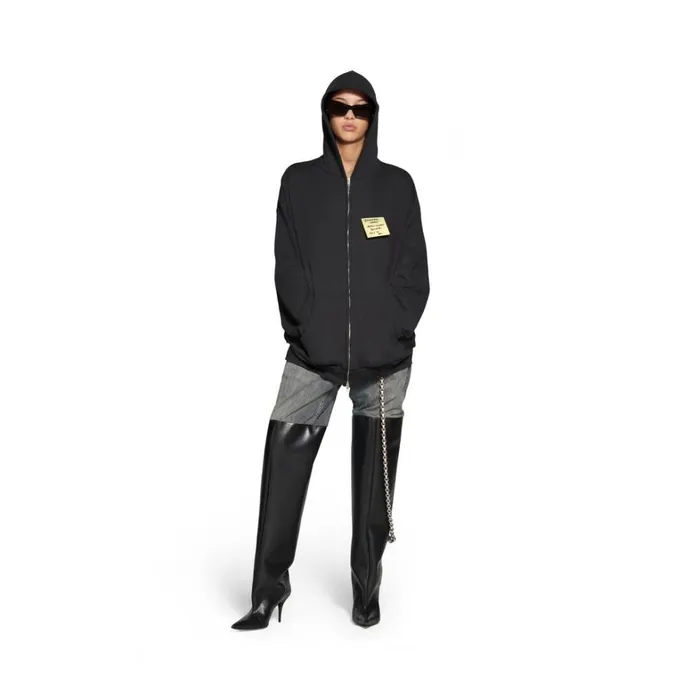 WomenMen Sweatshirts and Hoodies Balenciaga Sticky Note Zipup Hoodie Medium Fit In Black Faded WomenMen Sweatshirts and Hoodies Balenciaga Sticky Note Zipup Hoodie Medium Fit In Black Faded