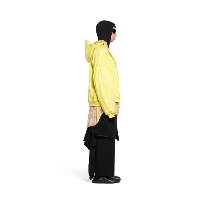 WomenMen Sweatshirts and Hoodies Balenciaga Unity Sports Icon Layered Hoodie Oversized In Yellowblack