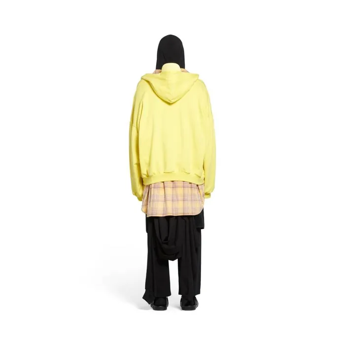 WomenMen Sweatshirts and Hoodies Balenciaga Unity Sports Icon Layered Hoodie Oversized In Yellowblack