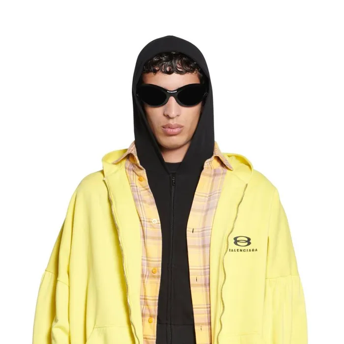 WomenMen Sweatshirts and Hoodies Balenciaga Unity Sports Icon Layered Hoodie Oversized In Yellowblack