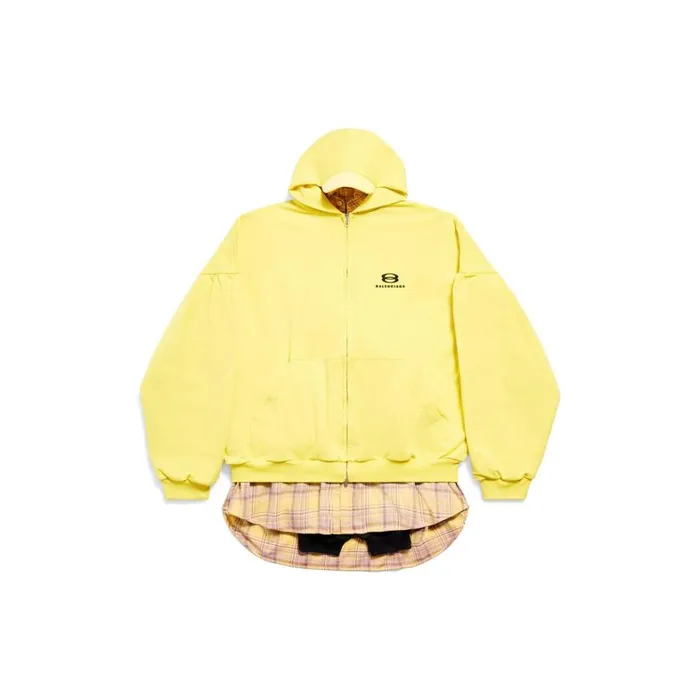 WomenMen Sweatshirts and Hoodies Balenciaga Unity Sports Icon Layered Hoodie Oversized In Yellowblack