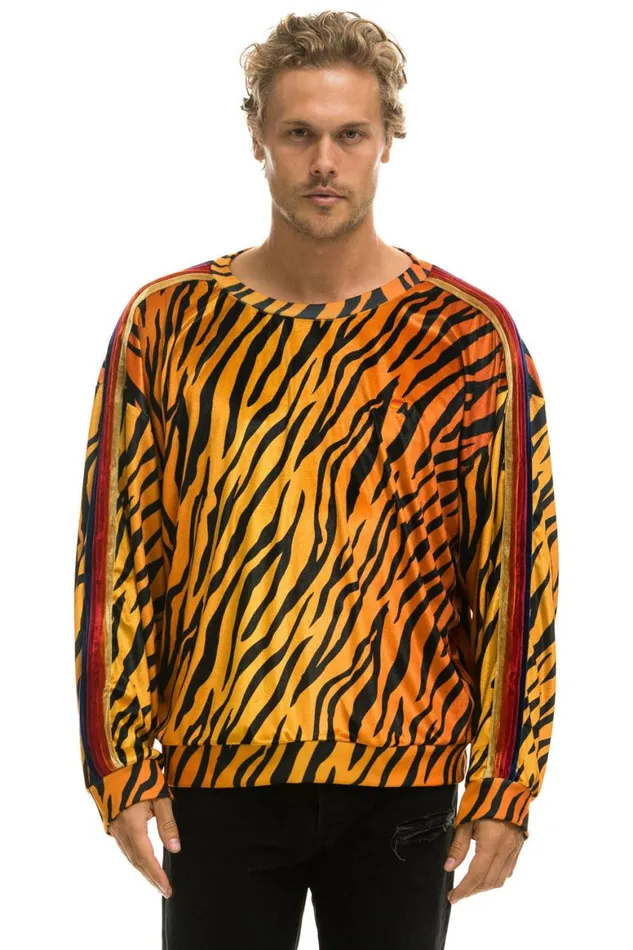 WomenMen Sweatshirts Aviator Nation Classic Velvet Relaxed Sweatshirt 8211 Tiger