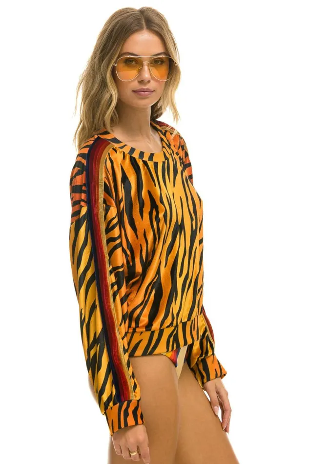 WomenMen Sweatshirts Aviator Nation Classic Velvet Relaxed Sweatshirt 8211 Tiger