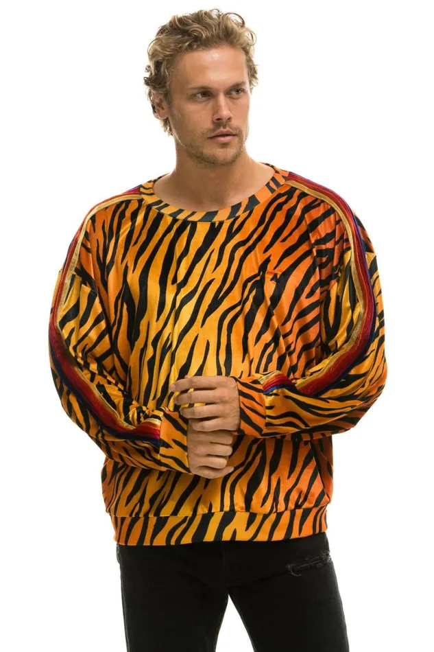WomenMen Sweatshirts Aviator Nation Classic Velvet Relaxed Sweatshirt 8211 Tiger
