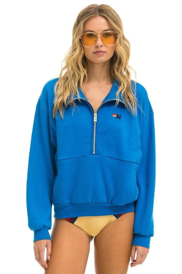 WomenMen Sweatshirts Aviator Nation Logo Embroidery Half Zip Sweatshirt 8211 Ocean WomenMen Sweatshirts Aviator Nation Logo Embroidery Half Zip Sweatshirt 8211 Ocean