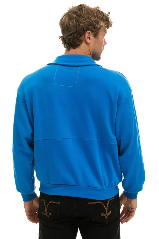 WomenMen Sweatshirts Aviator Nation Logo Embroidery Half Zip Sweatshirt 8211 Ocean