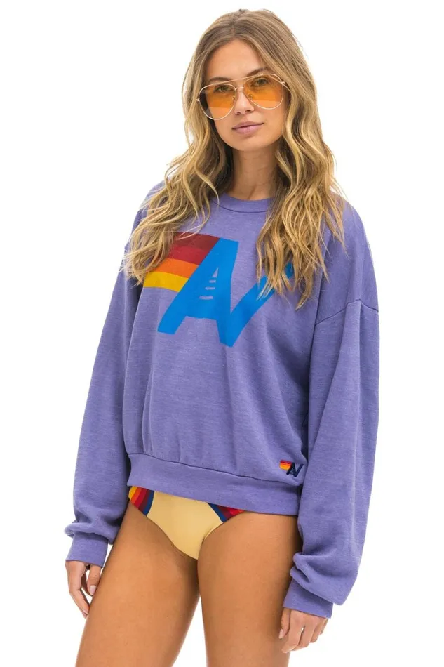 WomenMen Sweatshirts Aviator Nation Logo Relaxed Crew Sweatshirt 8211 Lavender