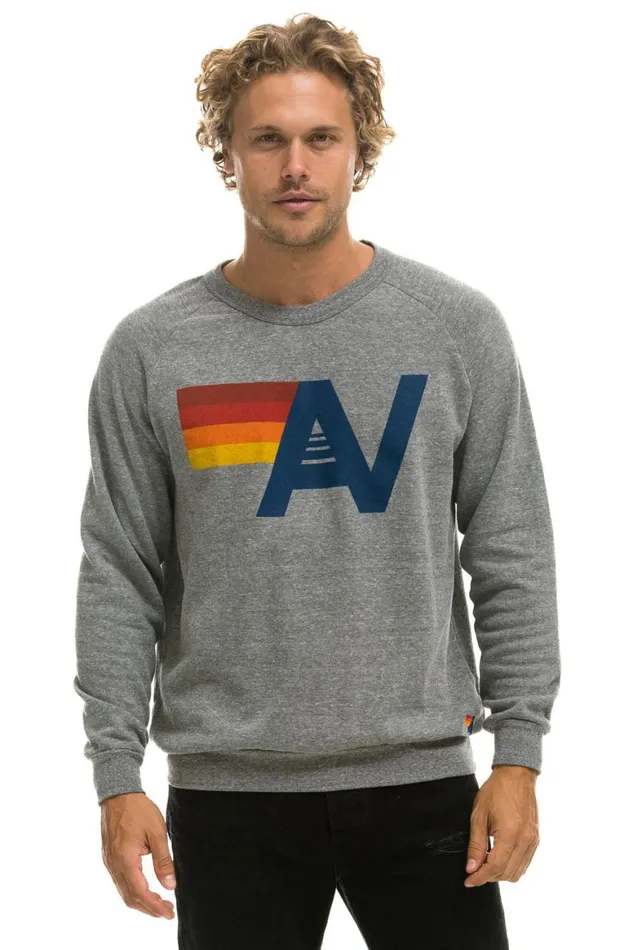 WomenMen Sweatshirts Aviator Nation Logo Sweatshirt 8211 Heather Grey