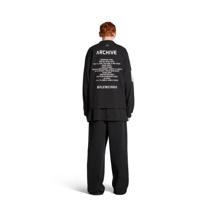 WomenMen Tshirts Balenciaga Balenciaga Music Archive Series Connected Long Sleeve Tshirt Medium Fit In Blackwhite