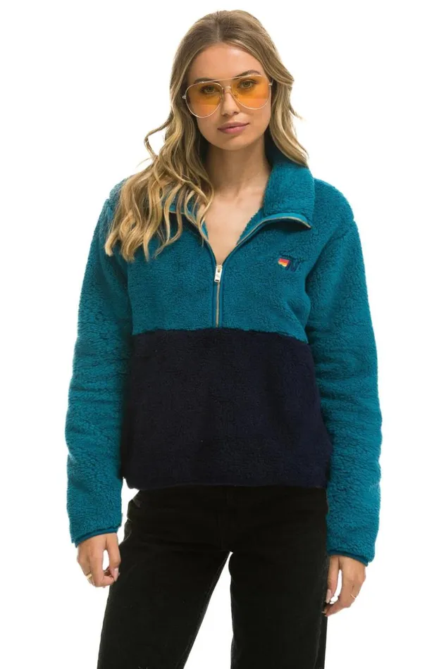 WomenMen Teddy Jackets Aviator Nation Teddy Apres Half Zip Color Block Jacket 8211 Capri WomenMen Teddy Jackets Aviator Nation Teddy Apres Half Zip Color Block Jacket 8211 Capri