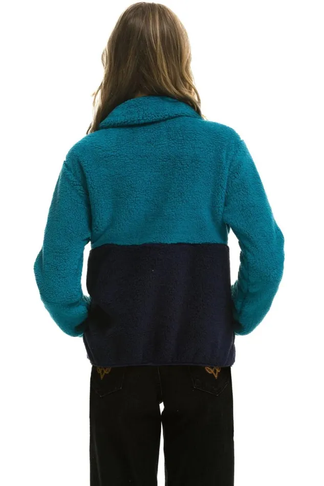 WomenMen Teddy Jackets Aviator Nation Teddy Apres Half Zip Color Block Jacket 8211 Capri