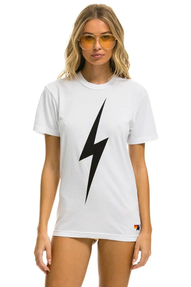 WomenMen Tees Aviator Nation Bolt Tee 8211 White