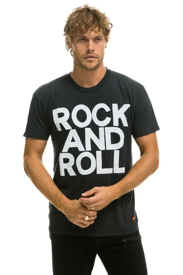 WomenMen Tees Aviator Nation Rock And Roll Tee 8211 Charcoal
