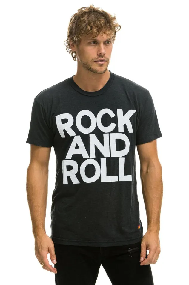 WomenMen Tees Aviator Nation Rock And Roll Tee 8211 Charcoal