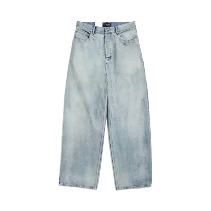 WomenMen Trousers Balenciaga Denim Size Sticker Baggy Trousers In Blue