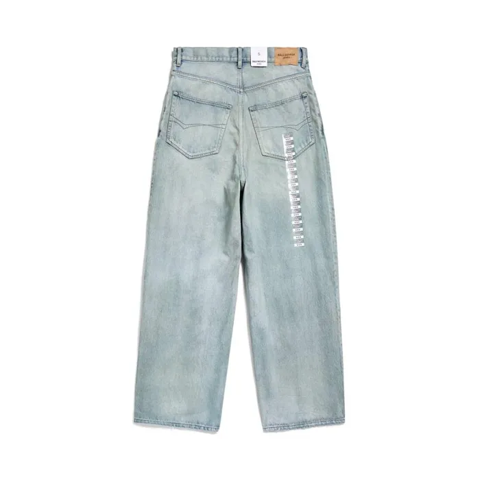 WomenMen Trousers Balenciaga Denim Size Sticker Baggy Trousers In Blue