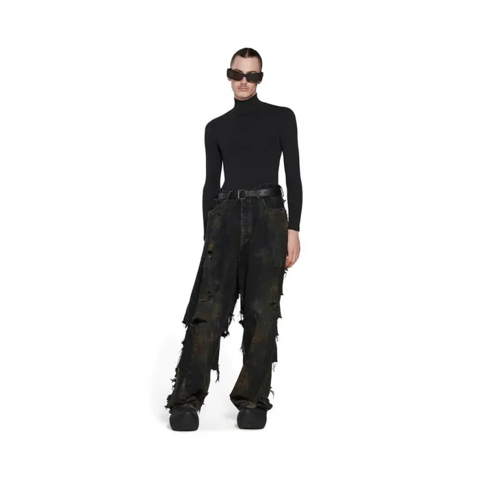 WomenMen Trousers Balenciaga Super Destroyed Baggy Trousers In Black