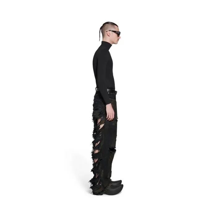 WomenMen Trousers Balenciaga Super Destroyed Baggy Trousers In Black