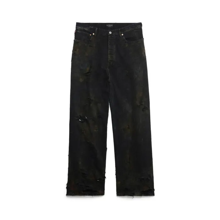 WomenMen Trousers Balenciaga Super Destroyed Baggy Trousers In Black