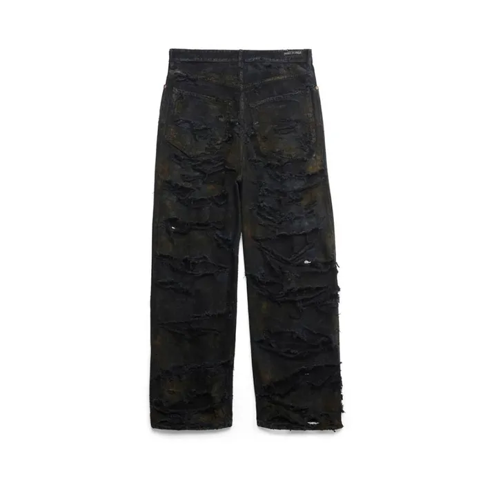 WomenMen Trousers Balenciaga Super Destroyed Baggy Trousers In Black