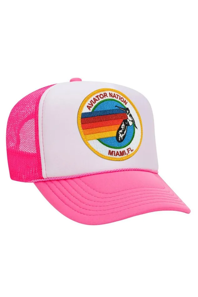 WomenMen Trucker Hats Aviator Nation Miami Trucker Hat