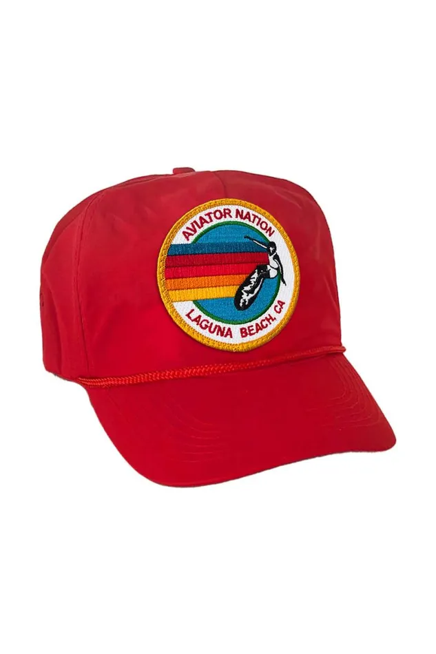 WomenMen Trucker Hats Aviator Nation Signature Laguna Beach Vintage Nylon Trucker Hat