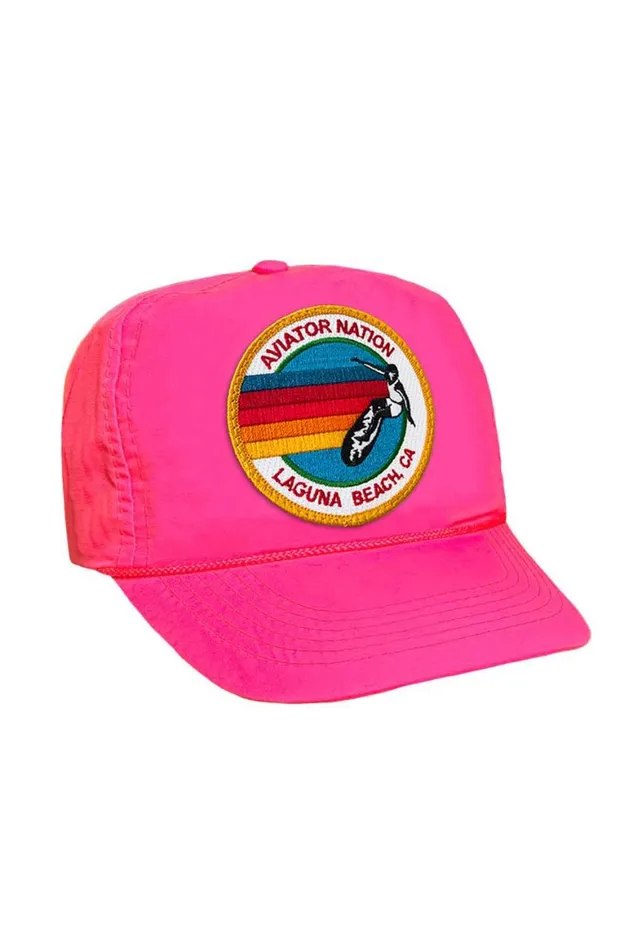 WomenMen Trucker Hats Aviator Nation Signature Laguna Beach Vintage Nylon Trucker Hat
