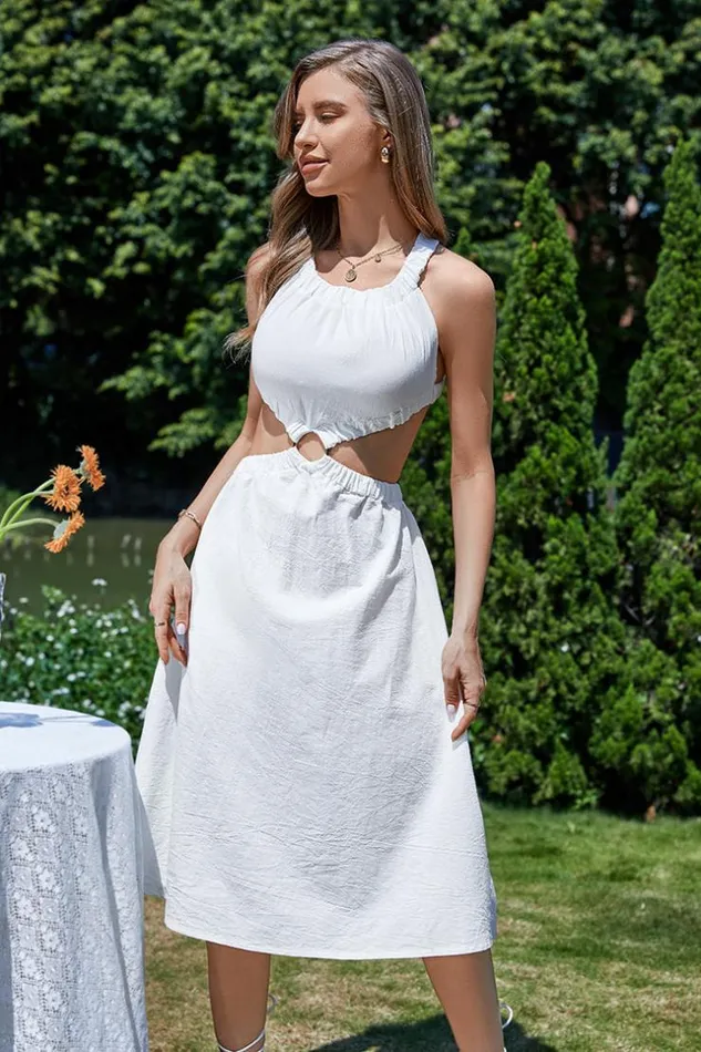 Women Midi Dresses Cupshe Finola Halter Neck Backless Cut Out Sheath Dress White Women Midi Dresses Cupshe Finola Halter Neck Backless Cut Out Sheath Dress White