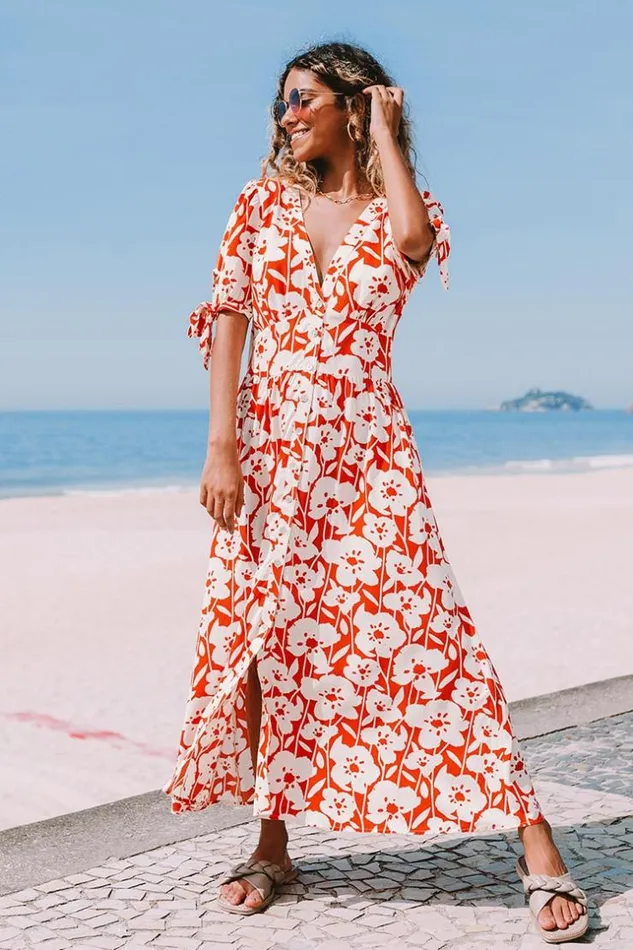Women Midi Dresses Cupshe Kayley Vneck Tie Fitted Waisted Bubble Sleeve AShape Dress Multicolor Women Midi Dresses Cupshe Kayley Vneck Tie Fitted Waisted Bubble Sleeve AShape Dress Multicolor