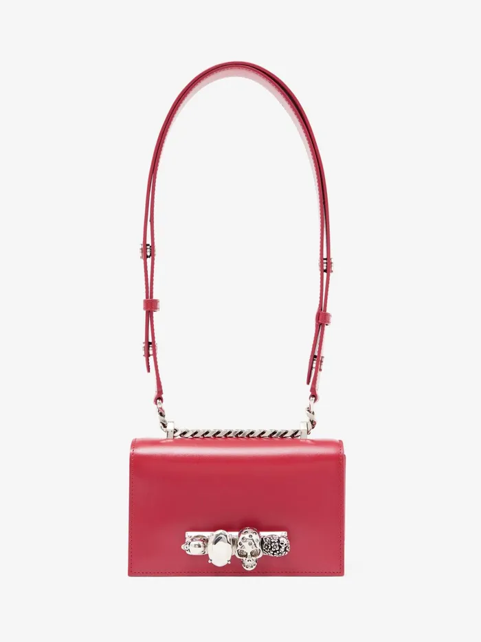 Women Mini Bags Alexander McQueen The Biker Mini Jewelled Satchel Lipstick Red