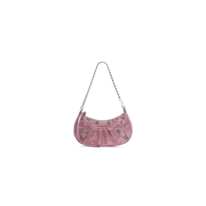 Women Mini Bags Balenciaga Le Cagole Mini Bag With Chain And Rhinestones In Light Pink Women Mini Bags Balenciaga Le Cagole Mini Bag With Chain And Rhinestones In Light Pink