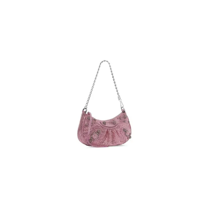Women Mini Bags Balenciaga Le Cagole Mini Bag With Chain And Rhinestones In Light Pink