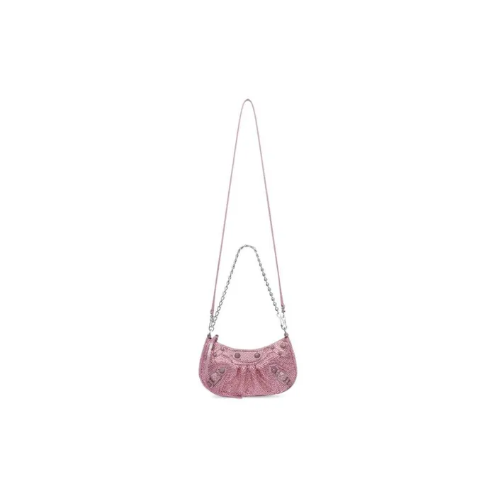 Women Mini Bags Balenciaga Le Cagole Mini Bag With Chain And Rhinestones In Light Pink