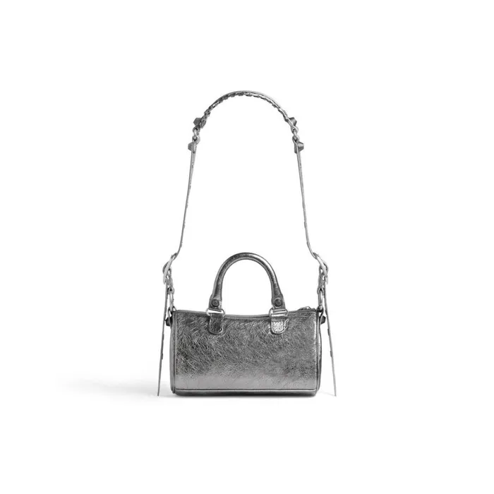 Women Mini Bags Balenciaga Le Cagole Mini Duffle Bag Metallized In Silver