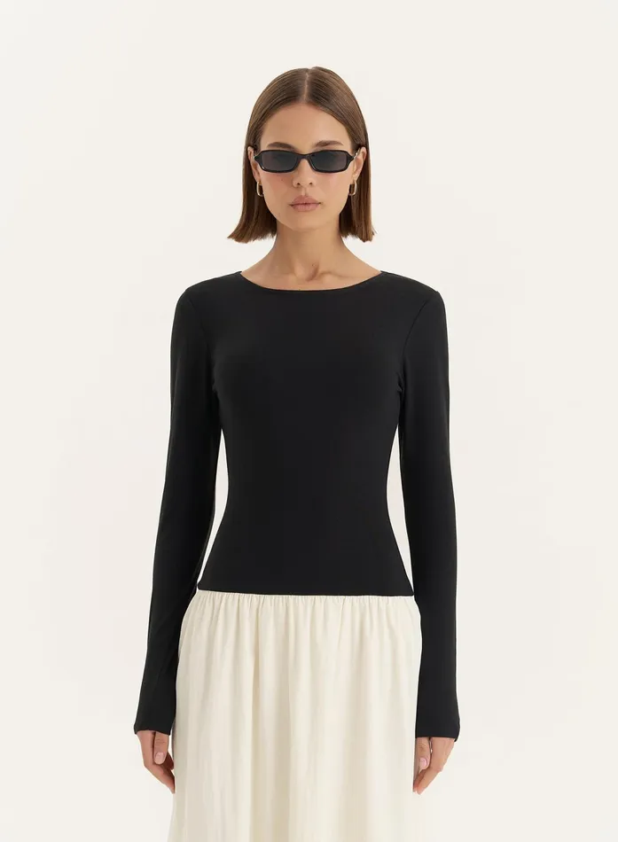 Women Monochrome Contrast Long Sleeve Maxi Dress Rosie 4th and Reckless Dresses
