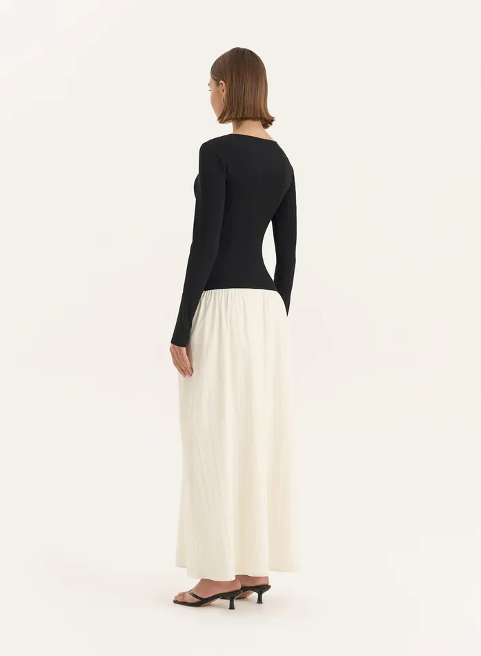 Women Monochrome Contrast Long Sleeve Maxi Dress Rosie 4th and Reckless Dresses