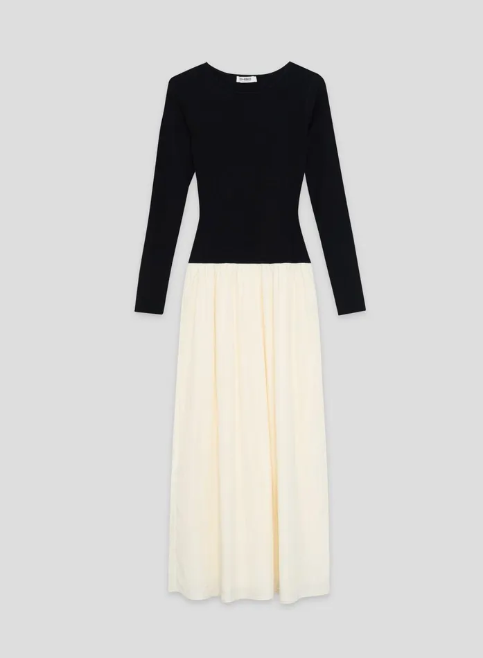 Women Monochrome Contrast Long Sleeve Maxi Dress Rosie 4th and Reckless Dresses