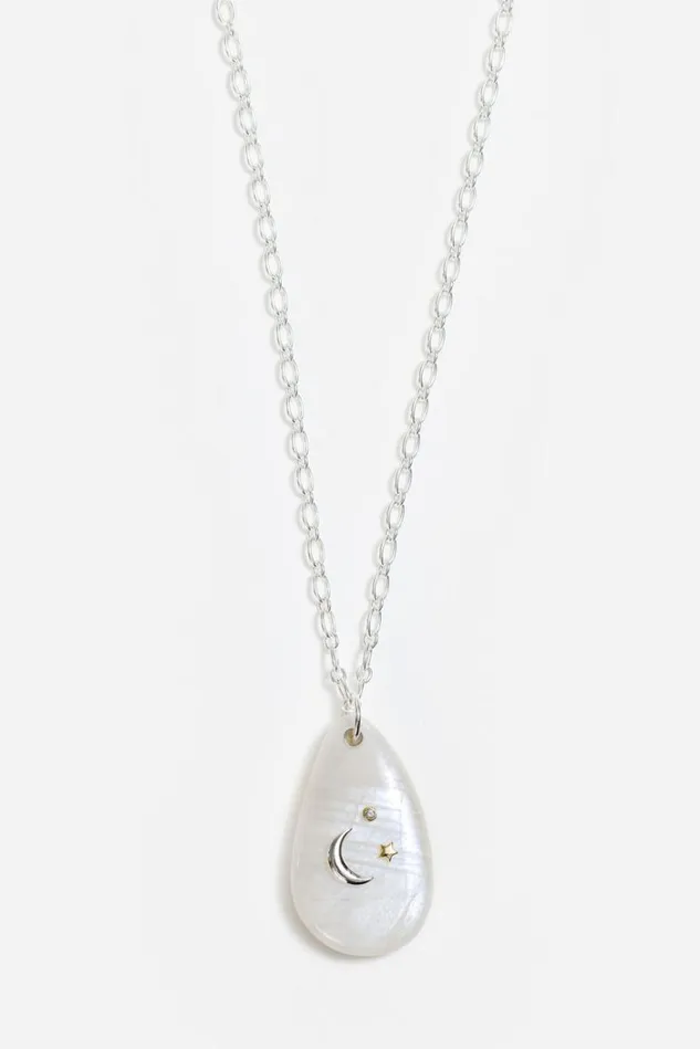 Women MOONLIGHT MONSTONE NECKLACE Silver Johnny Was Jewelry