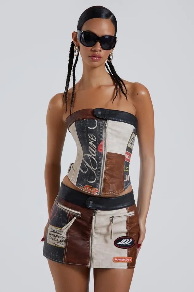 Women Moto Panelled Corset Top Jaded London CoOrds