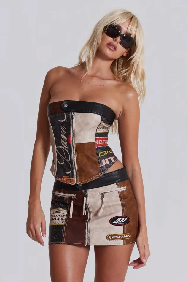 Women Moto Panelled Corset Top Jaded London CoOrds
