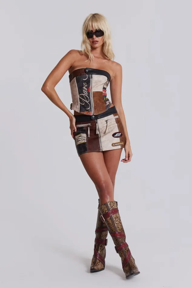 Women Moto Panelled Corset Top Jaded London CoOrds