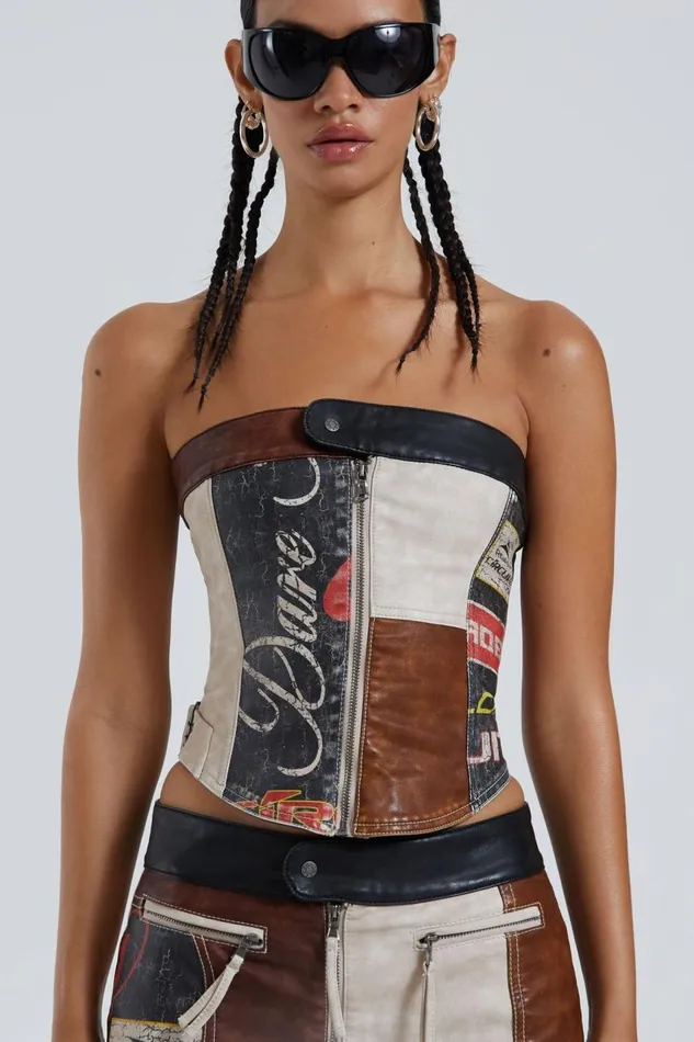 Women Moto Panelled Corset Top Jaded London CoOrds