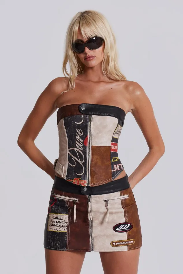 Women Moto Panelled Corset Top Jaded London CoOrds