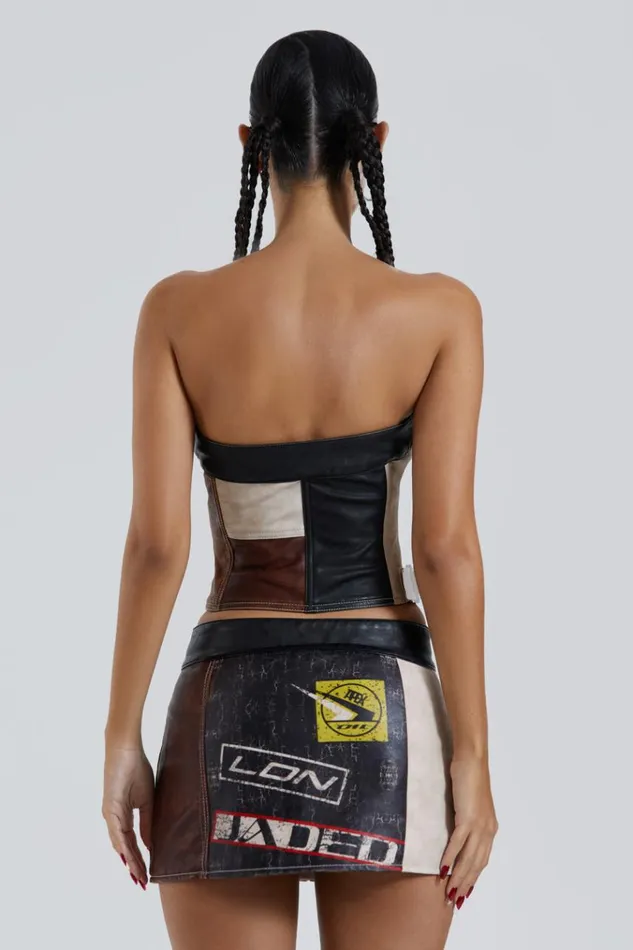 Women Moto Panelled Corset Top Jaded London CoOrds