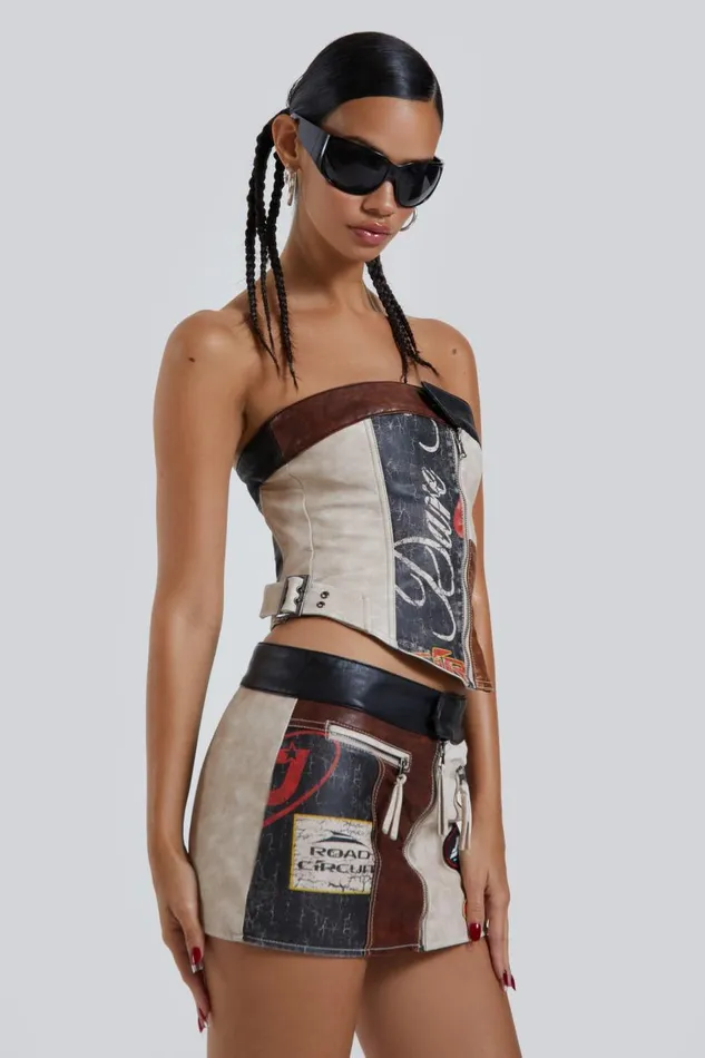 Women Moto Panelled Corset Top Jaded London CoOrds