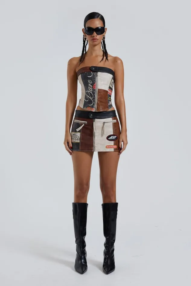Women Moto Panelled Corset Top Jaded London CoOrds