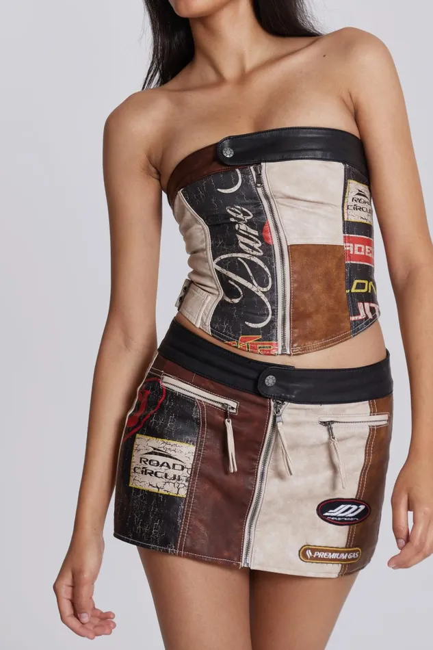 Women Moto Panelled Corset Top Jaded London CoOrds