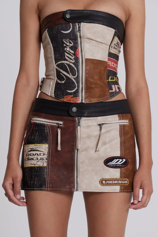 Women Moto Panelled Corset Top Jaded London CoOrds