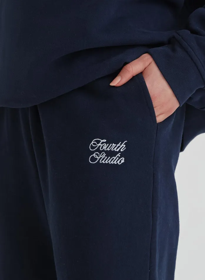 Women Navy Fourth Studio Branded Cuffed Jogger Parker 4th and Reckless Athleisure