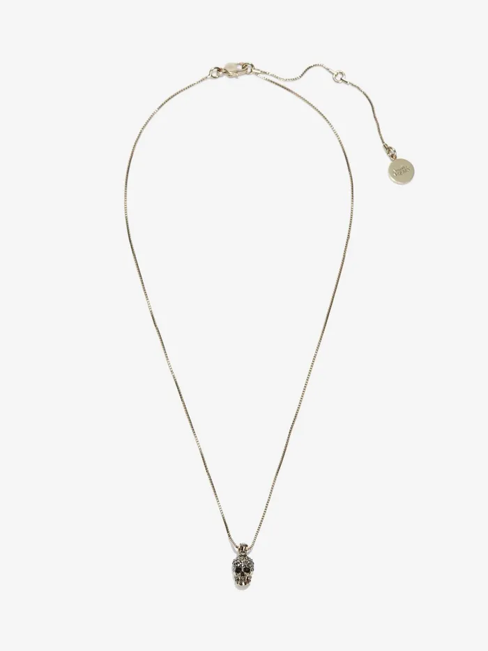 Women Necklaces And Pendants Alexander McQueen Pave Skull Necklace Gold